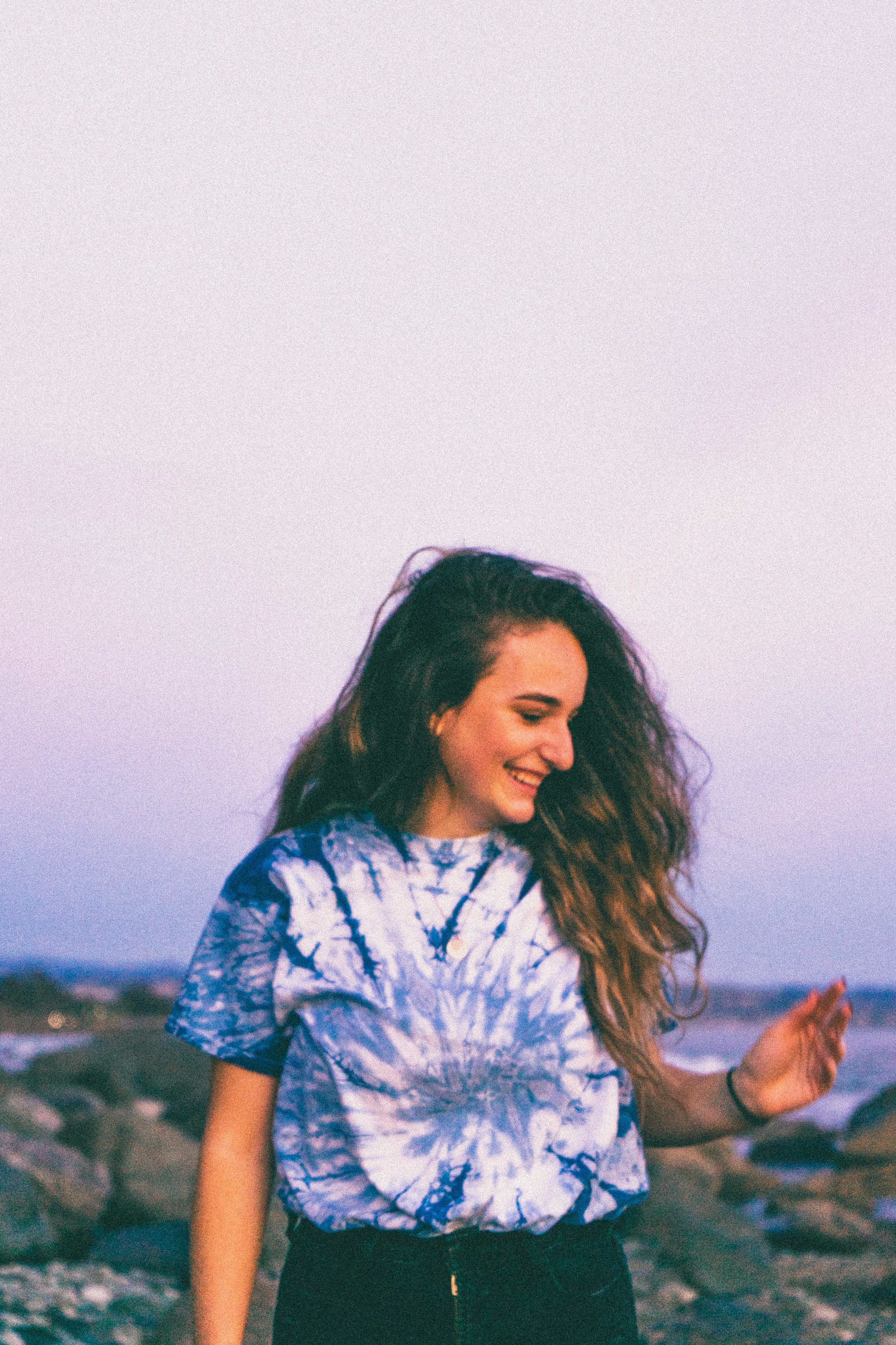 Female model wearing tie dye